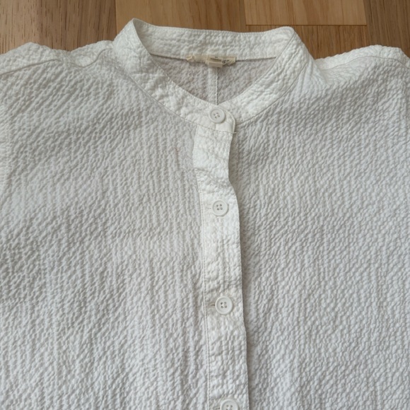 Eileen Fisher Organic Cotton Pucker Mandarin Collar Jacket lightweight, sheer L - Picture 7 of 15